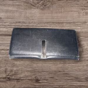 Salvatore Ferragamo Elegant Black Double Zipper Vintage Clasp Wallet -EUC